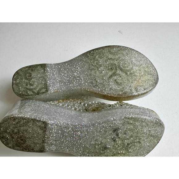 Vintage Women's Silver Glitter Jelly Plastic Clog Sandals Heels Wanted Sz 41 KC - Picture 5 of 6